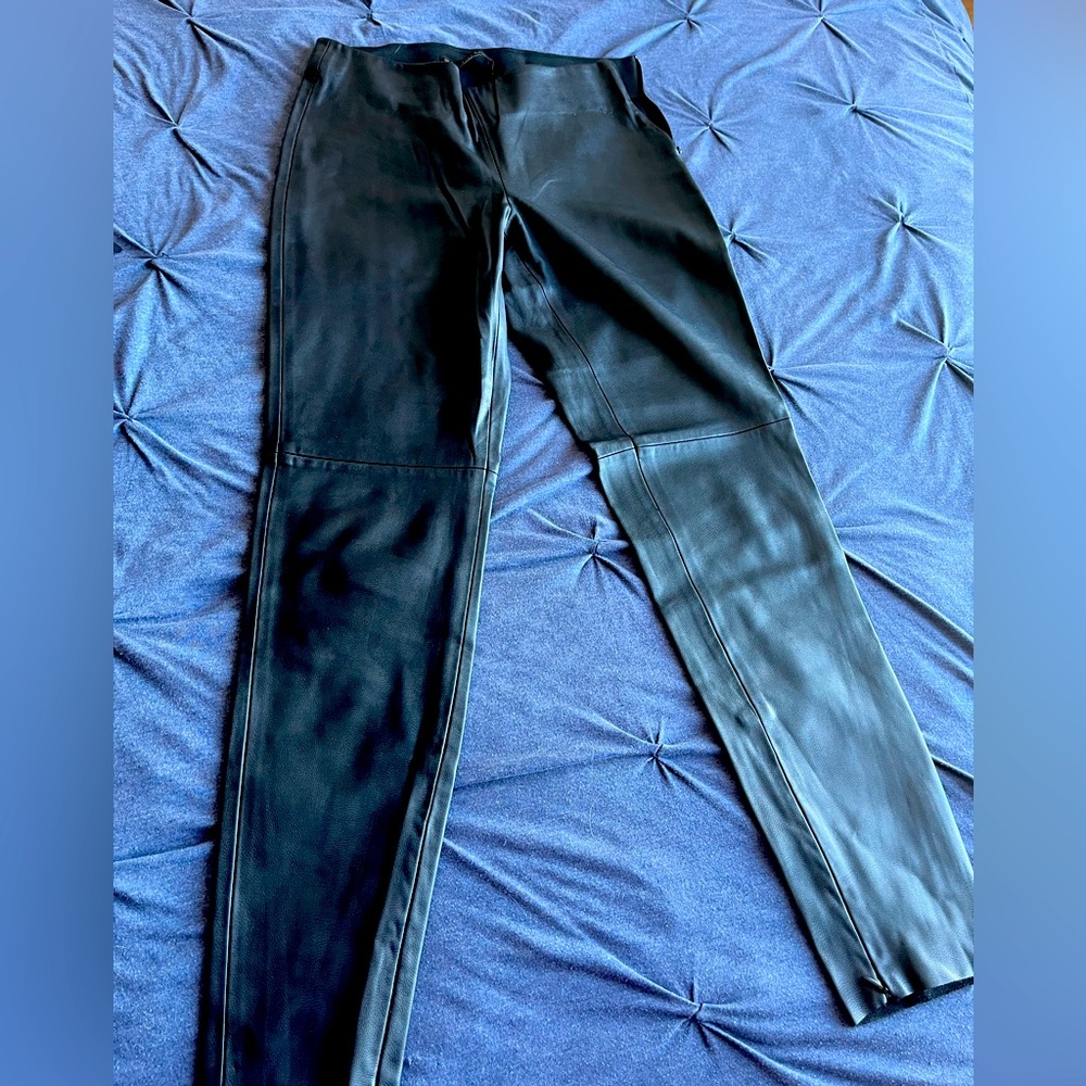 Stretchy black faux leather pants